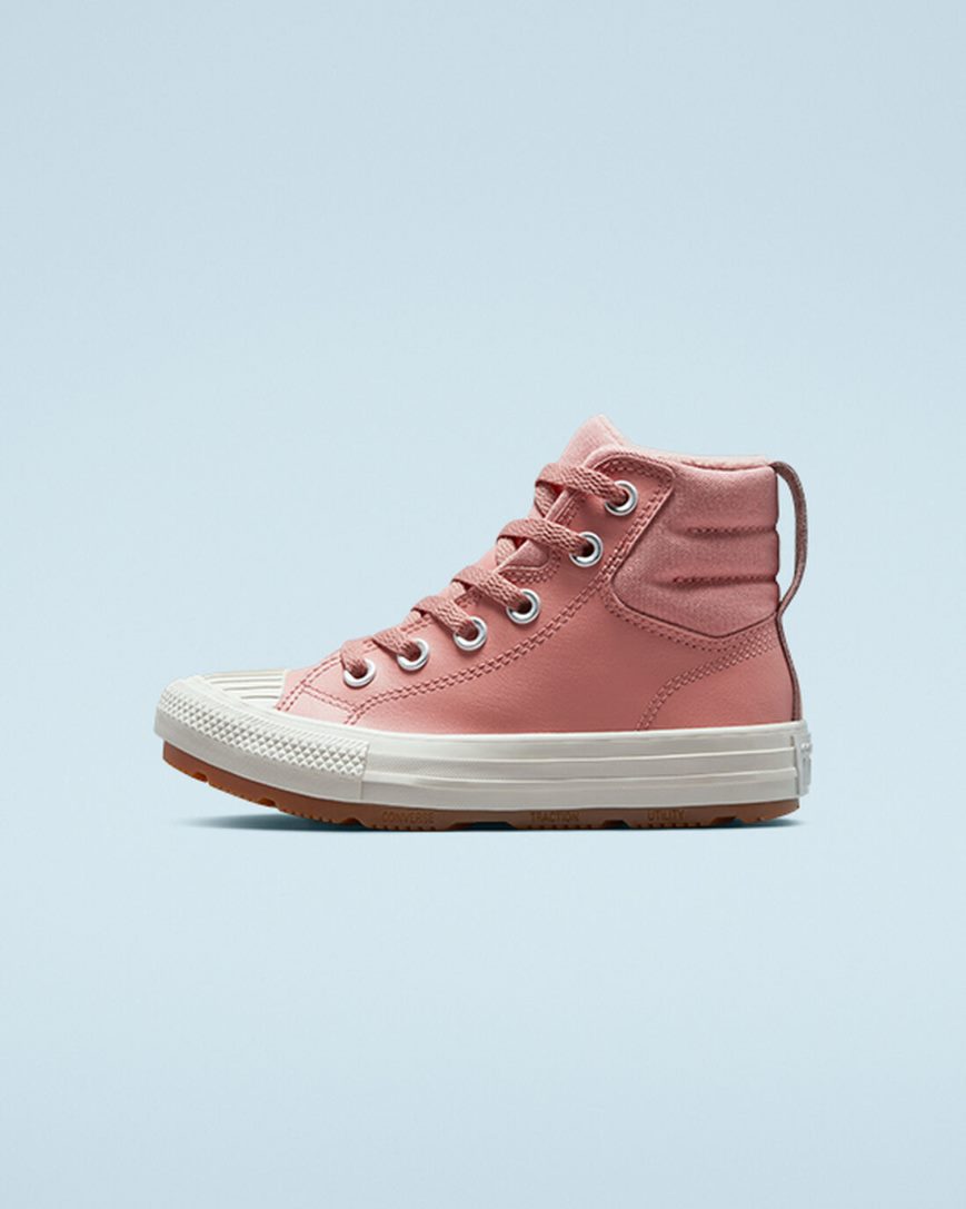 Girls' Converse Leather Chuck Taylor All Star Berkshire Boot Color High Top Shoes Pink | AU 813E0Q